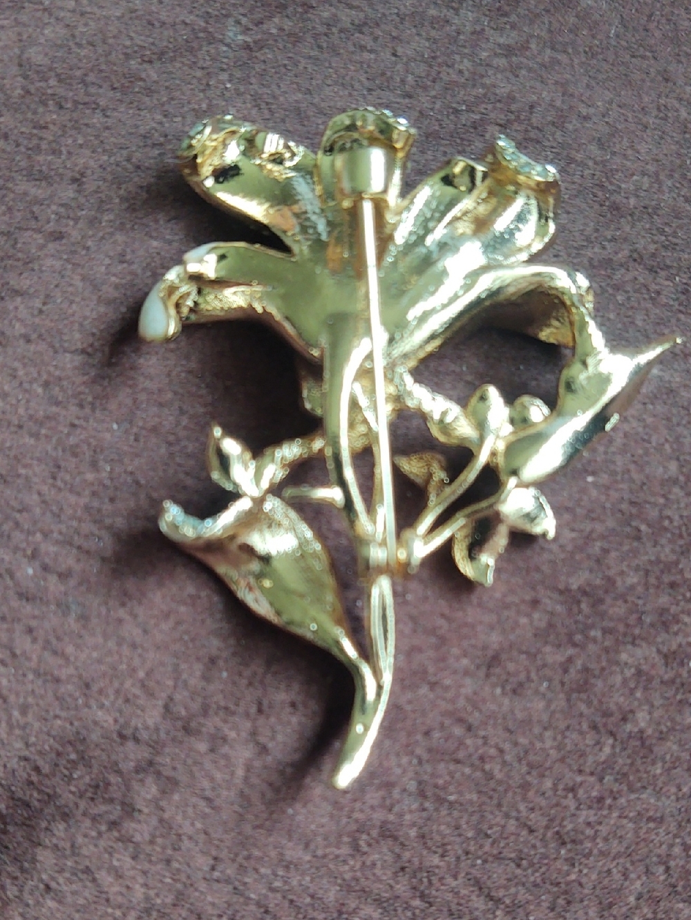 Enamel And Rhinestone Flower Brooch - Picture 4 of 4